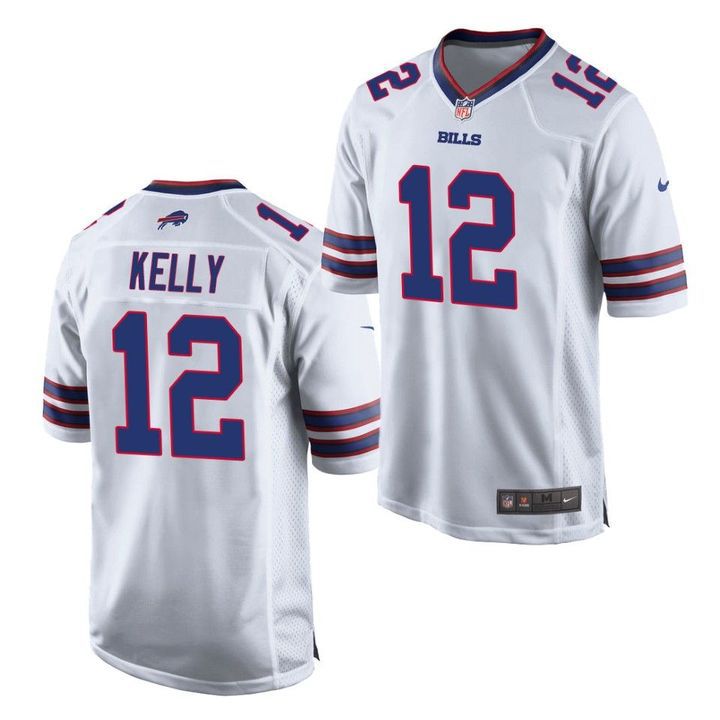 Men Buffalo Bills 12 Jim Kelly Nike White Game Retired Player NFL Jersey